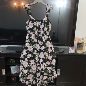 No Boundaries Black Floral High Low Dress